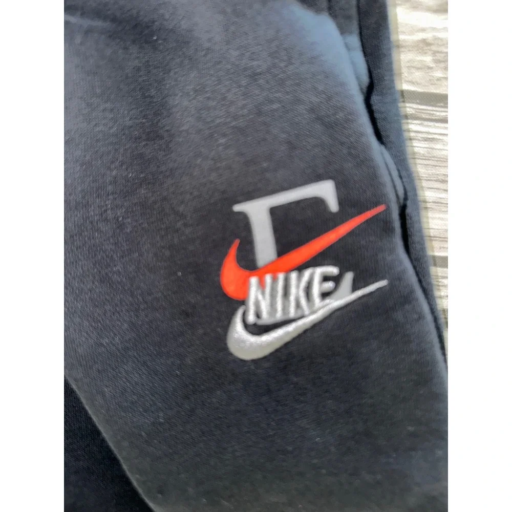 Nike Sportswear Club AOP Fleece‎ Joggers Men large Black Red Gray Swoosh Pants